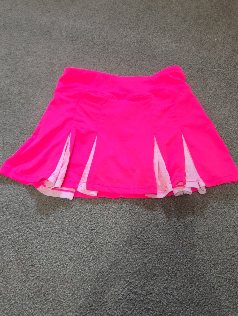 Girls Bright Neon Pink Pleated Athletic Skirt with Light Pink Insets